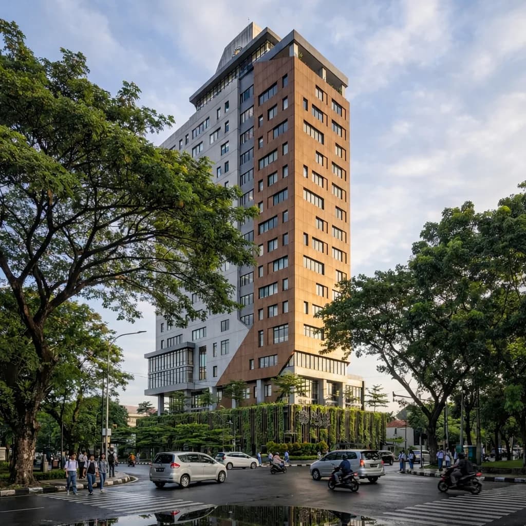Warm daylight architectural render after rain in the featured banner.